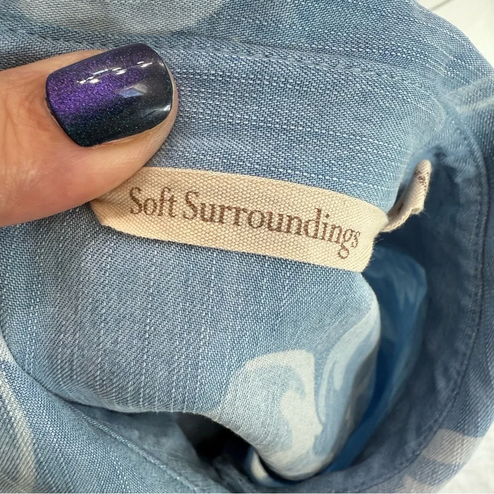 Soft Surroundings Women's Denim-Blue Tencel Chambray Lochlea Tunic Shirt - Picture 7 of 14